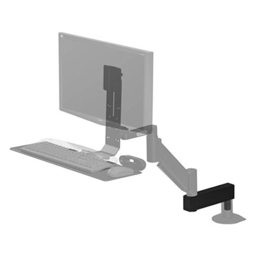 HDEXT heavy-duty extension attached to base of TRS2415 monitor arm
