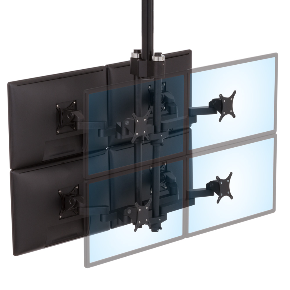 LS1512Q horizontal track with two sets of quad monitors back to back isometric view