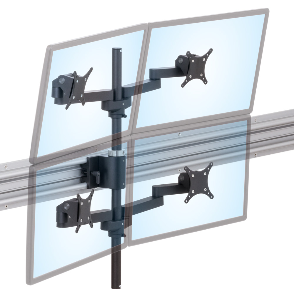 LS1512Q horizontal track isometric view with quad monitors positioned high