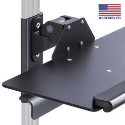 LeverLift articulating keyboard slider mount in black isometric view with flag ghosted
