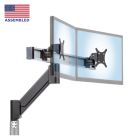 CMD2415 Heavy Duty Steel Dual Computer Monitor arm with two slidable tilter mechanisms supporting computer monitors on straight aluminum beam - tile