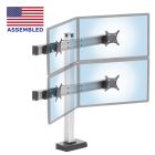 CONNECT-22 monitor mount with single central stand with two beams mounted vertically supporting a total of four monitors inwardly oriented