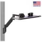 Height adjustable keyboard wall mount for EC Track shown with a 26-inch keyboard tray with palm rest and mousetrap