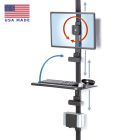 LeverLift-Access compact wall mount showing monitor rotation and tray folding closed front view
