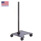 Rolling monitor cart base with 4-foot pole in black	