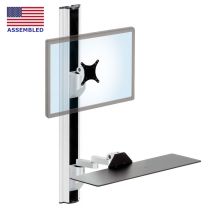 COMBO1 EC wall track vertically mounted with monitor mount and keyboard tray with two 3.5 extensions