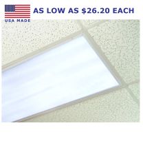 USA Made. As low as $26.20 each. Fluorescent light filter in drop ceiling light fixture.