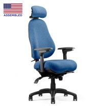 Neutral Posture 8600 full height air adjust lumbar back with medium seat pan with contours in sky blue fabric