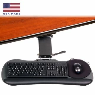 IS-ER-KIT Wide platform tray option with lever lock keyboard arm mechanism - keyboard left mouse to the right