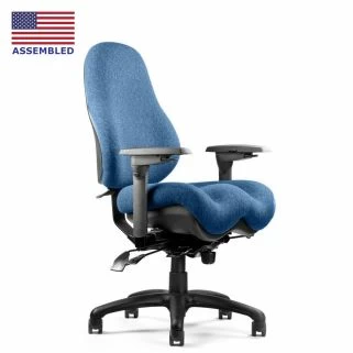 Neutral Posture 8700 full height air adjust lumbar back with medium seat pan with deep contours in sky blue fabric