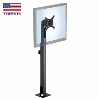 POS18 point of sale adjustable stand facing forward with pole vertically extended and screen horizontal - black