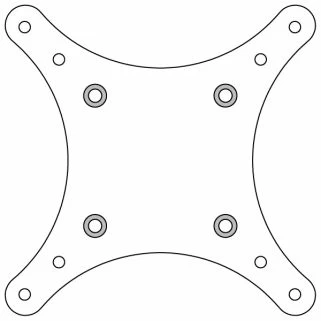 Specification drawing of V751 star VESA which attaches to most monitors