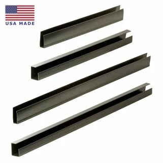 C and J type wire management channel raceways shown in both 48 inch and 72 inch lengths options - isometric views