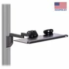 Articulating keyboard wall mount for EC Track shown with 26-inch keyboard tray with palm rest and mousetrap and 7.5-inch and 3.5-inch horizontal extensions