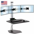 DOR3 Dorian Triple monitor sit-stand desktop workstation in high position front view