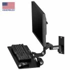 TRS91HD heavy-duty monitor and keyboard tray wall-mounted with extension side view