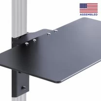 LeverLift wall mounted fixed keyboard shelf in black isometric view with flag ghosted