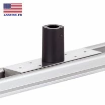 Mount Kit Q desktop sliding mount in black with base of pole mount close-up view
