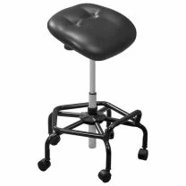 Spider Sit-Stand perching stool black showing angled seat pan isometric front view