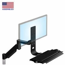 TRP2718S mounting arm extended with left-right sliding tray shown from a front isometric view in black