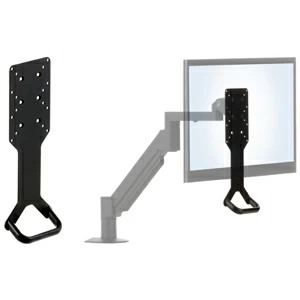 Single handle attaches to the rear of the monitor with the handle positioned below the monitor