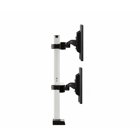 The CONNECT multi-monitor stand showing animation of monitor tilt from a side view.