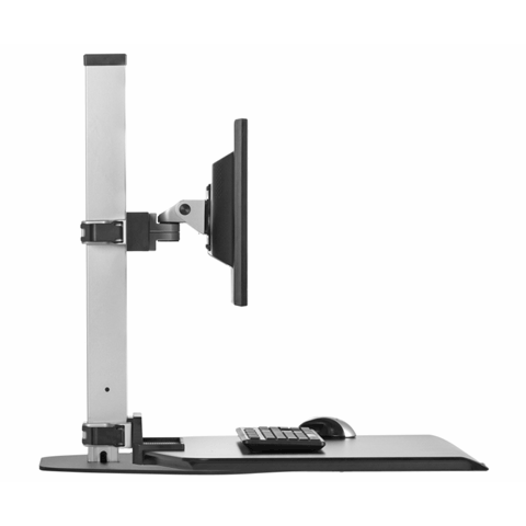 Side view showing the attached monitor tilting up and down on the Dorian Single