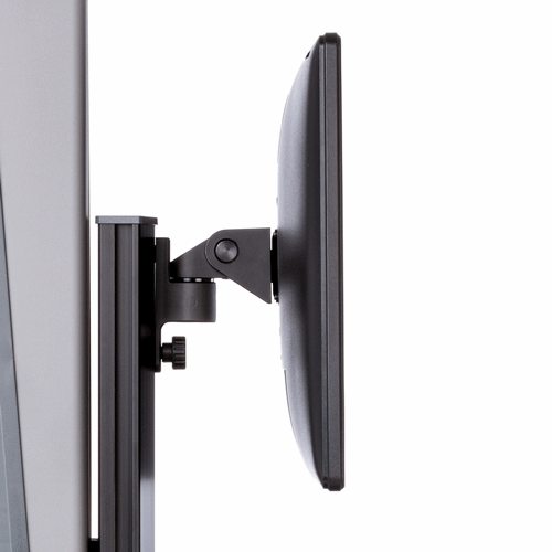 Winston-E Single monitor workstation demonstrating monitor tilting up and down side view