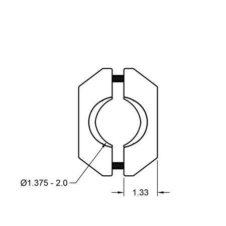 CLAMP-U pole mount specification drawing top view with measurements CLAMP-U pole mount specification drawing top view with measurements