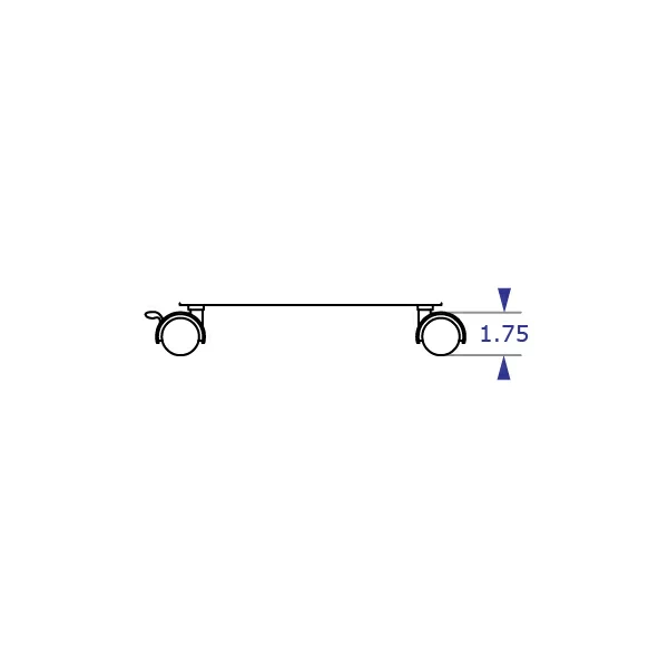 CS001 rolling CPU holder specification drawing demonstrating caster height