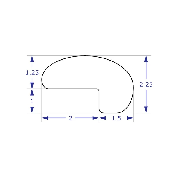 EDGEPROTECT desk edge protector specification drawing side view