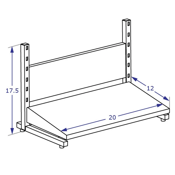 FRL2016 height-adjustable footrest specification drawing isometric view with measurements
