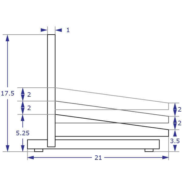 FRL2016 height-adjustable footrest specification drawing side view demonstrating lower footrest positions