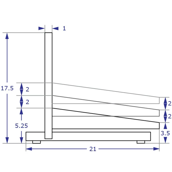 FRS1216 height-adjustable footrest specification drawing side view demonstrating lower footrest positions