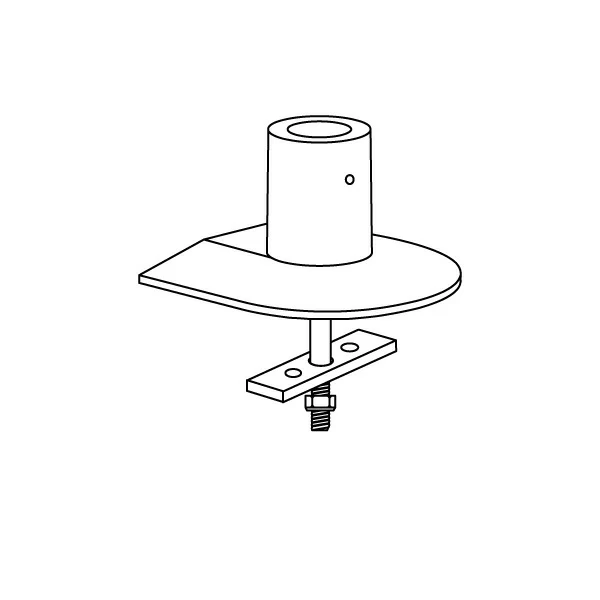 MKIT-A through-desk mount with baseplate specification drawing isometric view