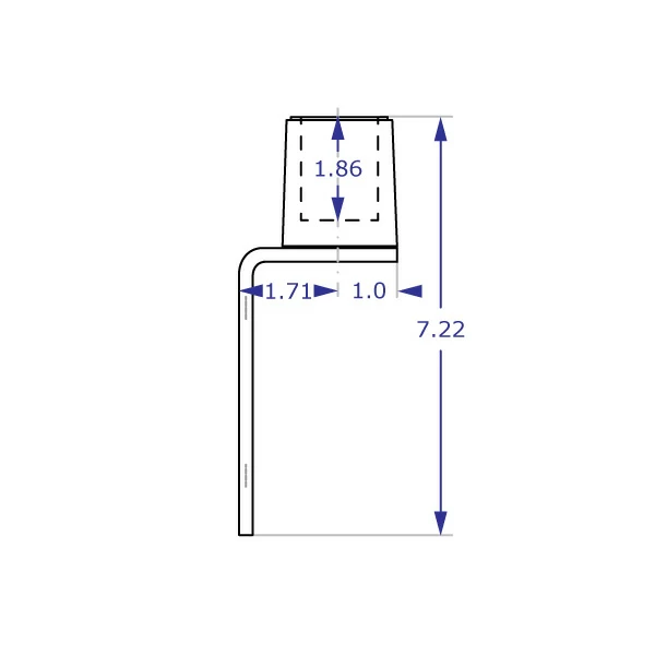 MKIT-A wall mount reverse configuration specification drawing side view with measurements