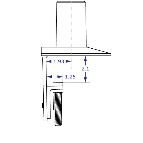 MKIT-C desk clamp mount specification drawing isometric view