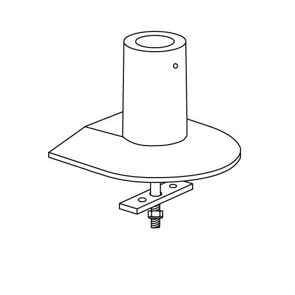 MKIT-C through-desk mount with baseplate specification drawing isometric view