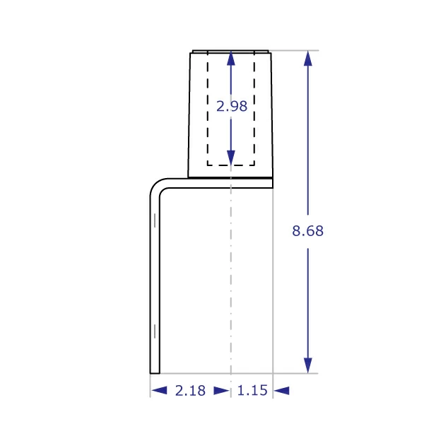 MKIT-C wall mount reverse configuration specification drawing side view with measurements