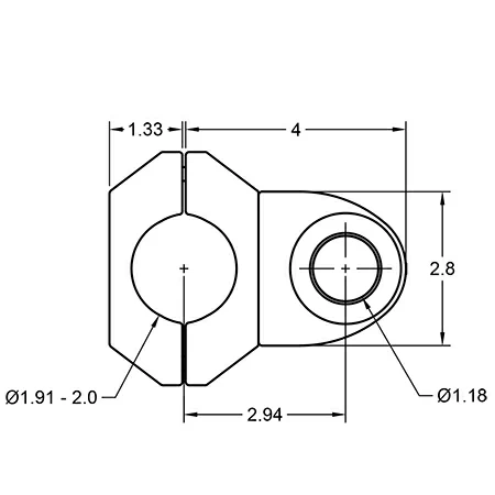 MKIT-E2L pole mount specification drawing top view with measurements