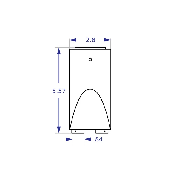 MKIT-F EC track mount specification drawing front view with measurements