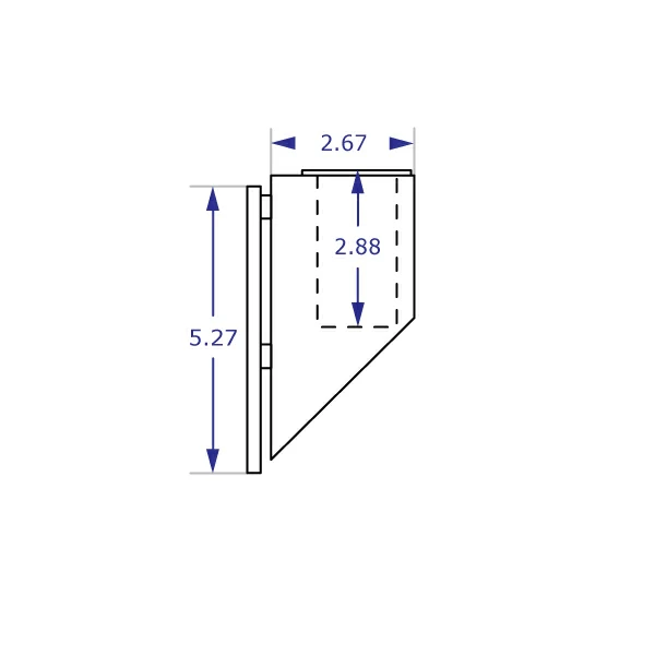 MKIT-F EC track mount specification drawing side view with measurements