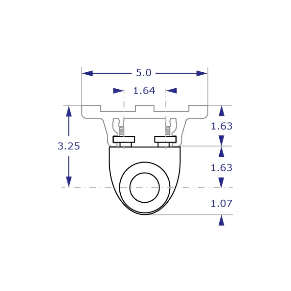 MKIT-F EC track mount specification drawing top view with measurements