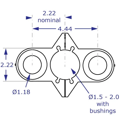 MKIT-J dual pole mount specification drawing top view with measurements