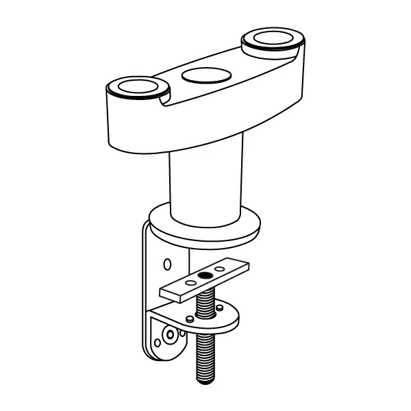MKIT-L dual desk clamp mount specification drawing isometric view