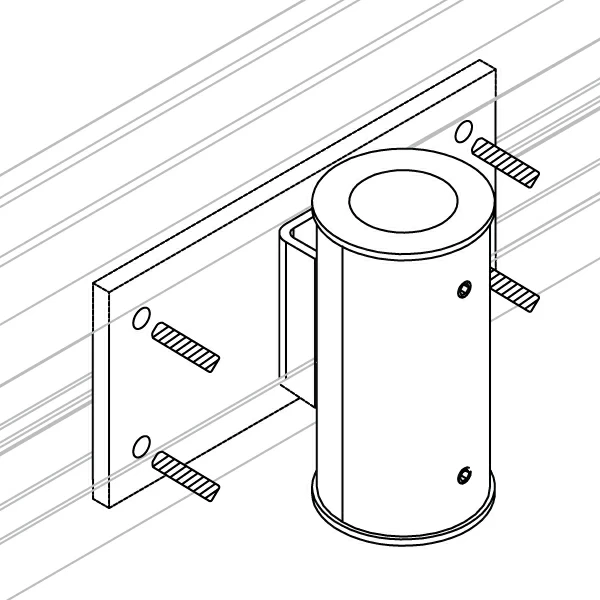 MKIT-M stationary roller track mount specification drawing isometric view