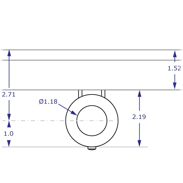 MKIT-M stationary roller track mount specification drawing top view with measurements
