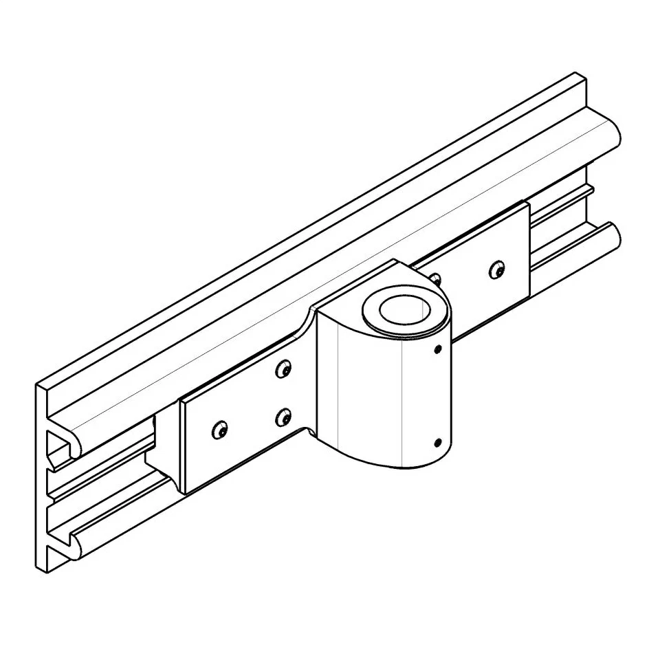 MKIT-N2 Sliding Roller Track Mount drawing shown from isometric view.