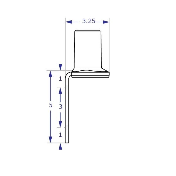 MKIT-P reverse wall mount specification drawing side view with measurements