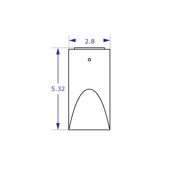 MKIT-R track mount specification drawing front view with measurements